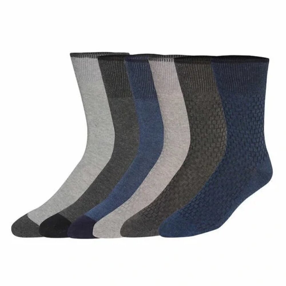NWT - 6-pair Cole Haan Men's Dress Sock (2) Blue, (2) Dark Gray, (2) Light Gray - Picture 4 of 5